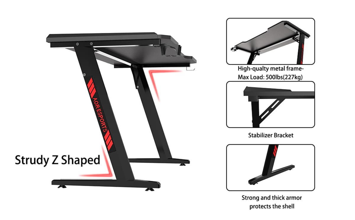 Z Shaped Eco-Friendly 100/120/140cm Gaming Desk For Office Z2-7 Escritorio para juegos ecológico en forma de Z de 100/120/140 cm para oficina Z2-7