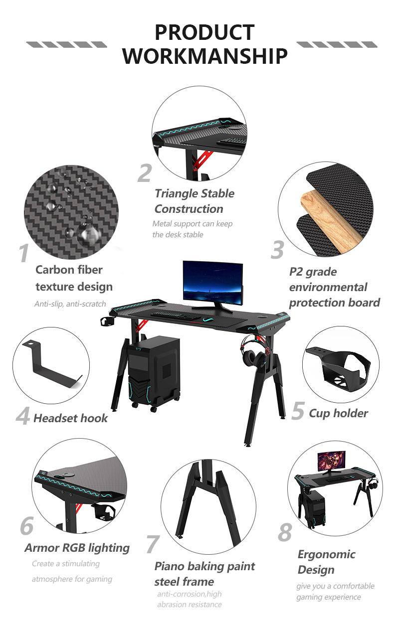 T Shaped Eco-friendly Ergonomic Design Office Gaming Desk T1-C Escritorio de juegos de oficina de diseño ergonómico ecológico en forma de T T1-C