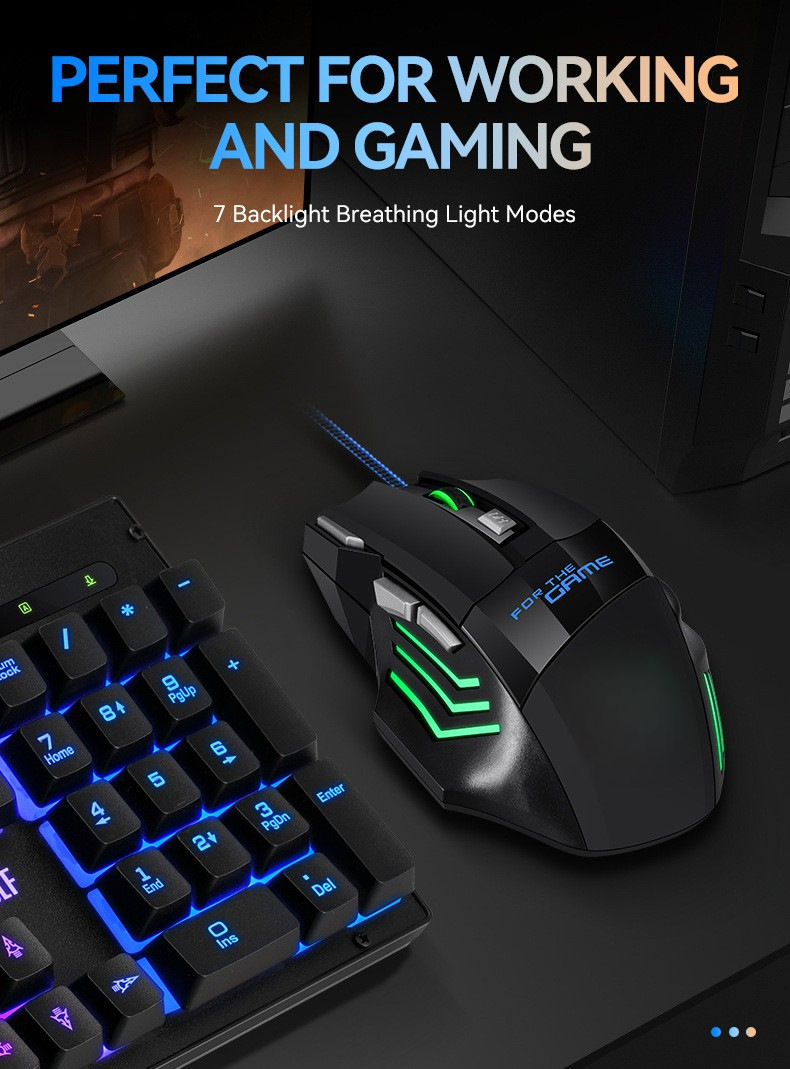 Wired Game Mouse 7-Button Dazzling Breath Light Game Mouse Ratón de juego con cable Ratón de juego con luz de aliento deslumbrante de 7 botones