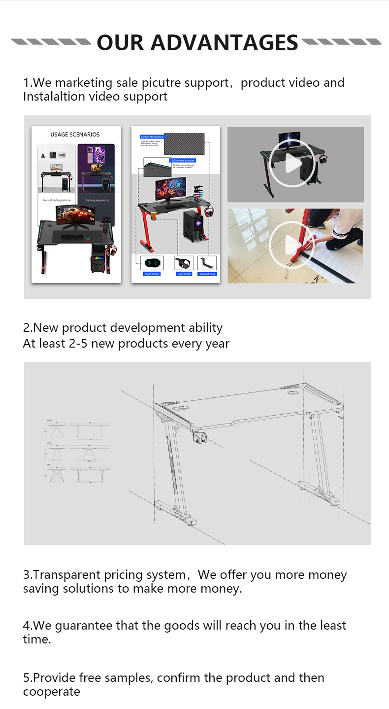 T Shaped Eco-friendly Ergonomic Design Office Gaming Desk T1-C Escritorio de juegos de oficina de diseño ergonómico ecológico en forma de T T1-C