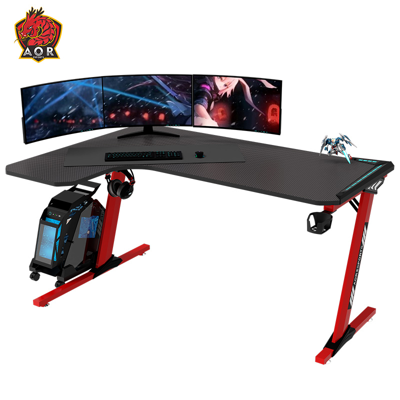 Aor Esports Tablero de partículas ecológico en forma de L con luz RGB, escritorio para juegos de 140/160 cm L1-7