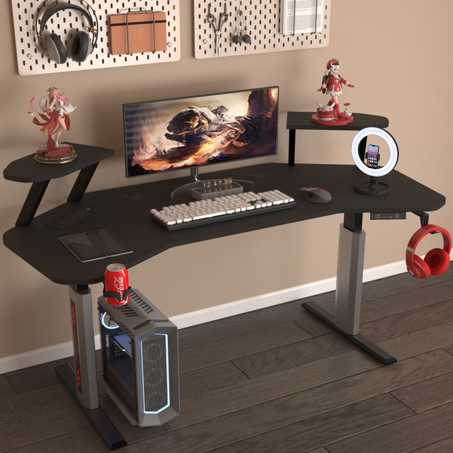 AOR ESPORTS Escritorio de oficina eléctrico de altura ajustable con soporte para monitor