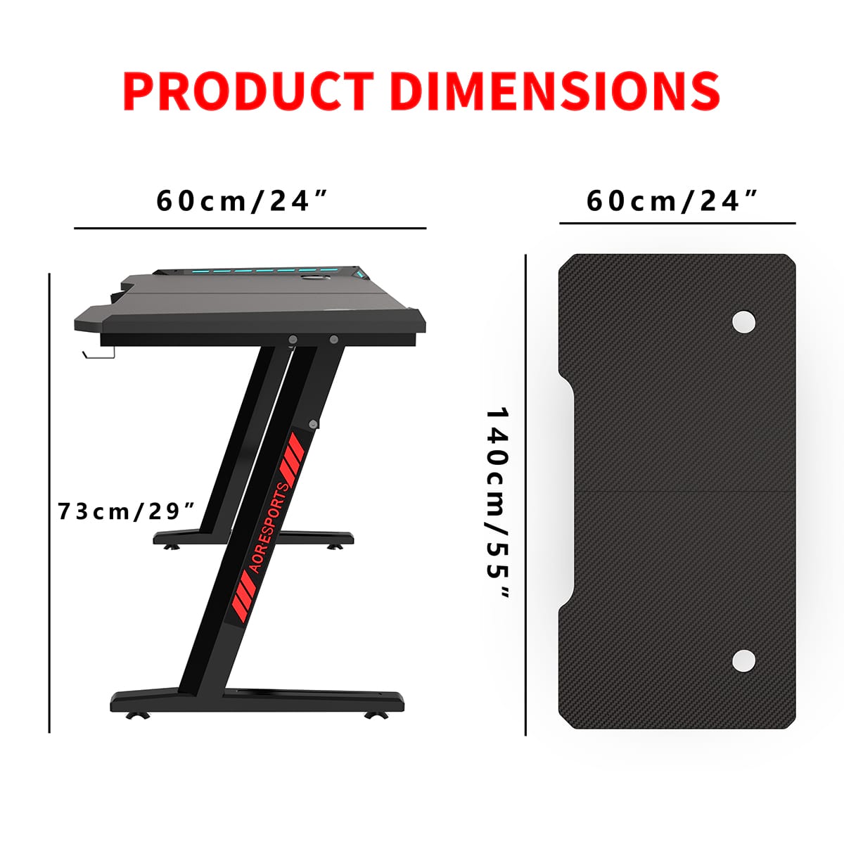 Escritorio para juegos ecol&oacute;gico en forma de Z de 100/120/140 cm para oficina Z2-7