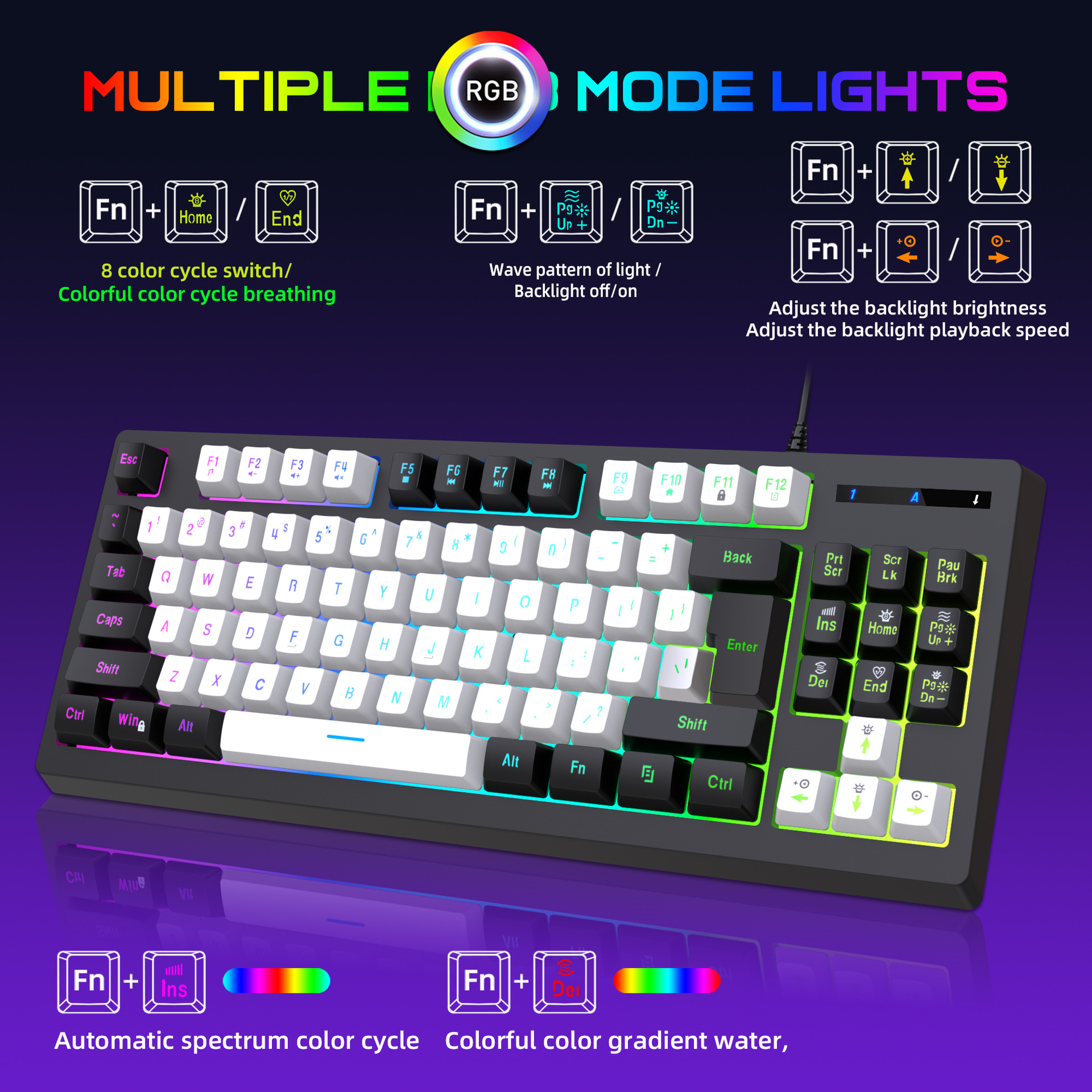 El teclado del juego G69 ató con alambre el hogar de la oficina de las llaves del resplandor 87 de los esports mecánicos de la sensación del RGB