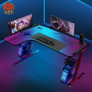 Aor Esports Tablero de partículas ecológico en forma de L con luz RGB, escritorio para juegos de 140/160 cm L1-7