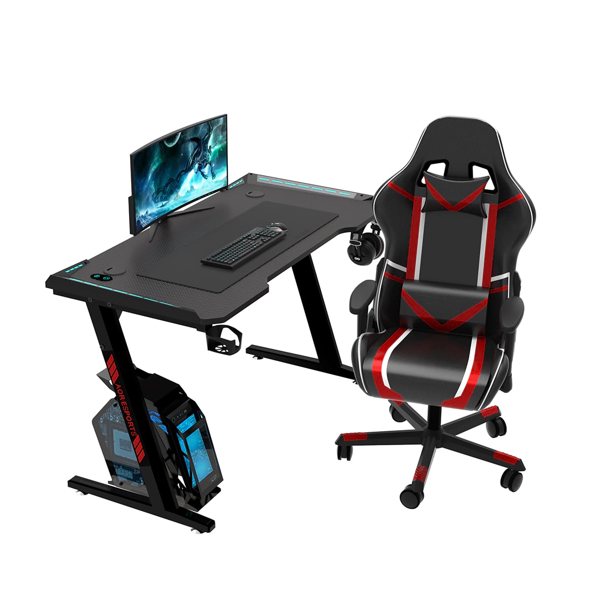 Escritorio para juegos ecol&oacute;gico en forma de Z de 100/120/140 cm para oficina Z2-7