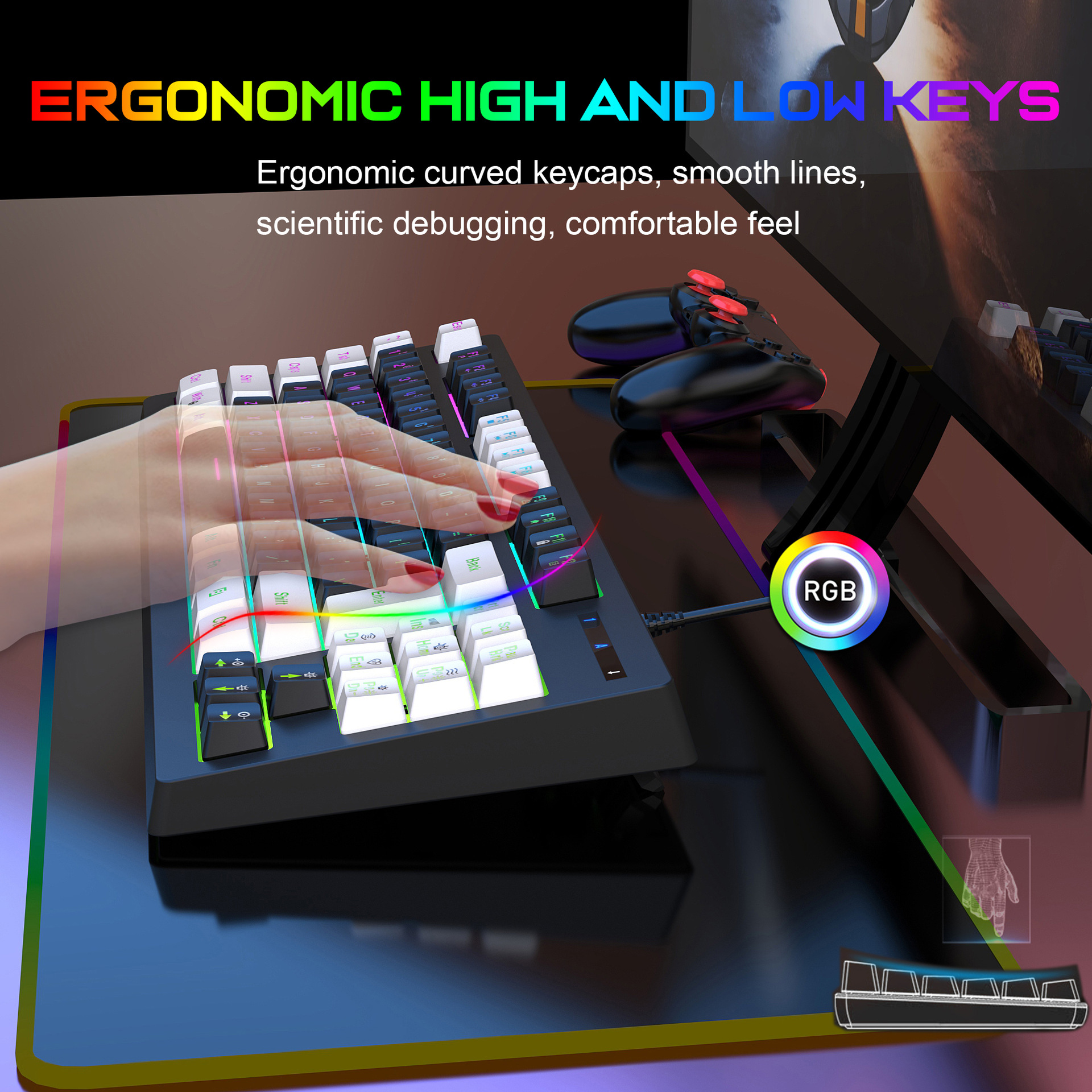 El teclado del juego G69 ató con alambre el hogar de la oficina de las llaves del resplandor 87 de los esports mecánicos de la sensación del RGB