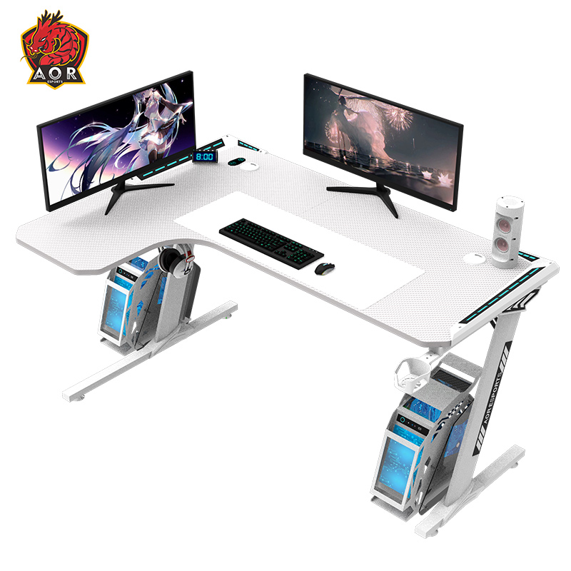 Aor Esports Tablero de partículas ecológico en forma de L con luz RGB, escritorio para juegos de 140/160 cm L1-7
